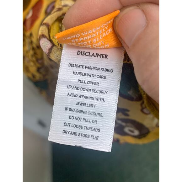 Oliphant high neck blouse gold lurex dot printed balloon sleeve‎ smocked  XS-M - Picture 8 of 9